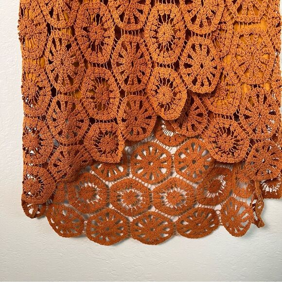 Soft Surroundings Crochet Semsi Wrap Skirt Honey Ginger Western Fall Size Small - Picture 6 of 9